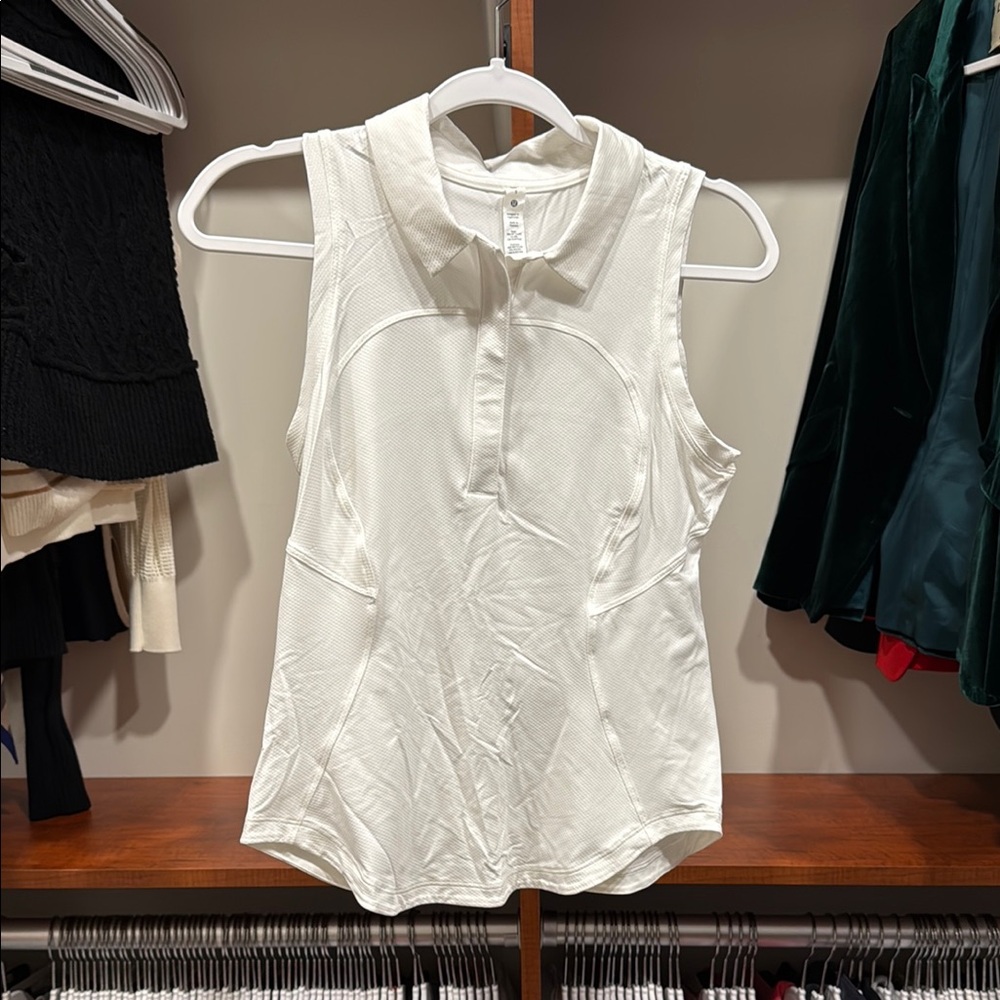 Lululemon Women’s Quickly Dry White Sleeveless Polo Shirt Size 6